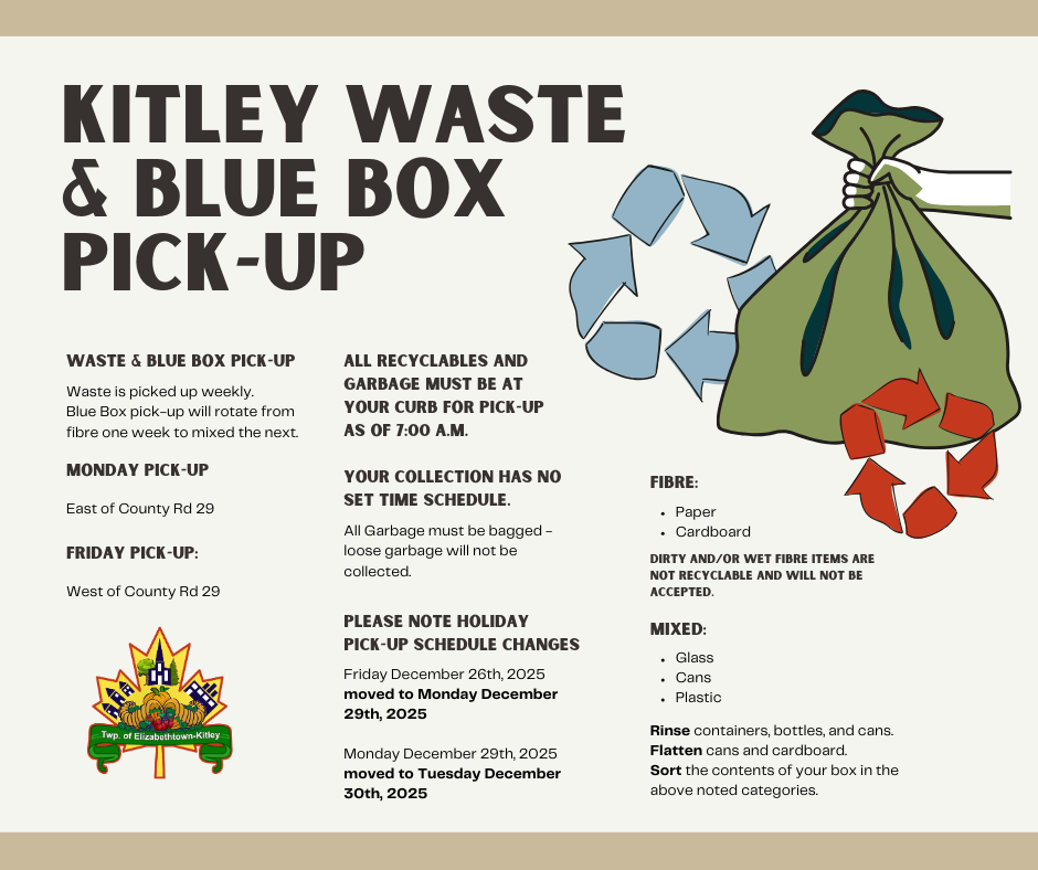 2025 North End Garbage/Recycling PickUp Schedule (Kitley) Township