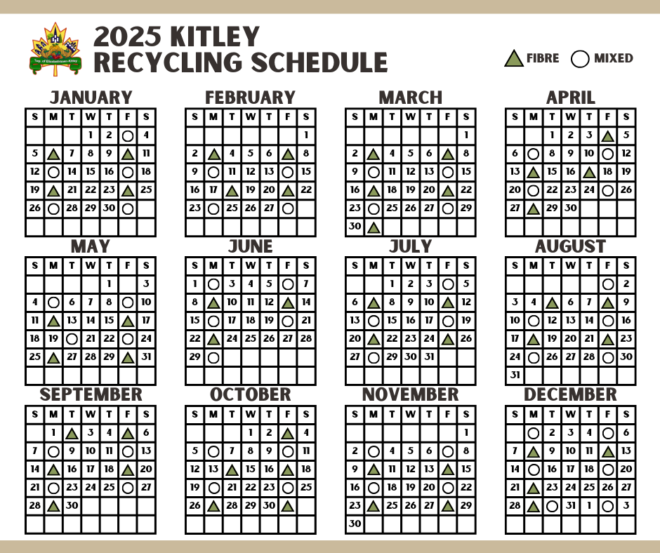 2025 North End Garbage/Recycling PickUp Schedule (Kitley) Township